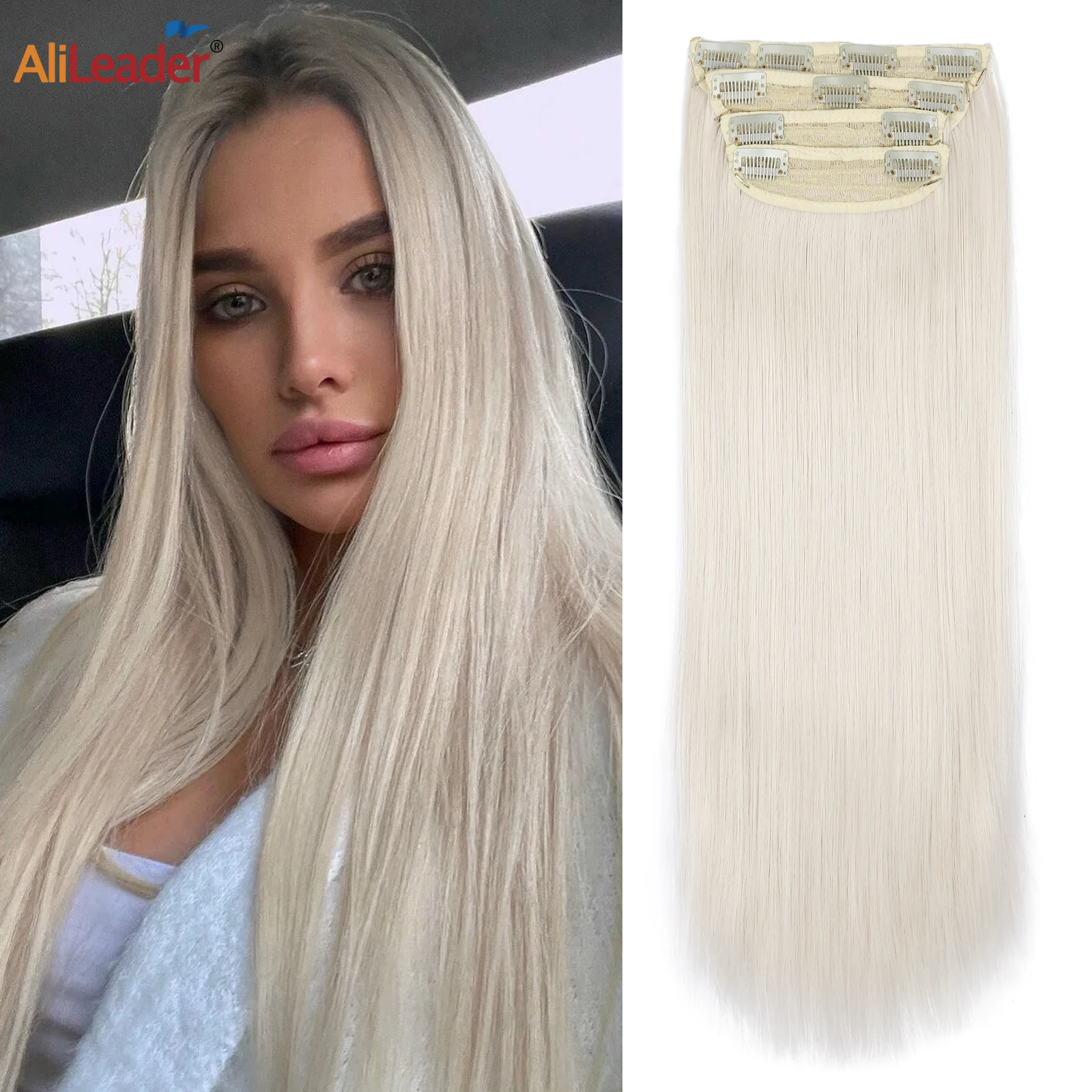 

Clip In Hair Extensions Synthetic Hair 20Inch Long Wavy Hair Piece Clip In Hair Extensions 11Clips 4Pcs/Set Ombre Fake Hairpeces