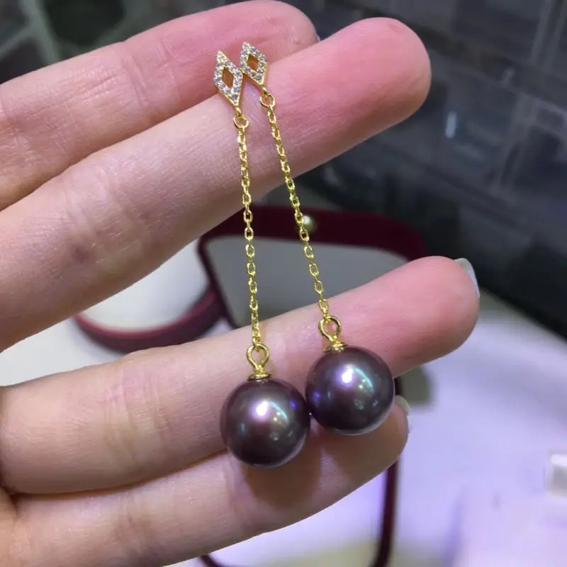 Потрясающие 10 мм круглые жемчужные серьги из стерлингового серебра s925 женские ювелирные изделия