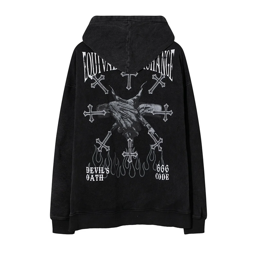 

Мужская винтажная толстовка с капюшоном, Повседневный пуловер в стиле Харадзюку, в стиле панк и Готика