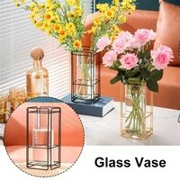 simple office ornaments living room ornament iron art frame plant flower pot glass vase flower arrangement square vase