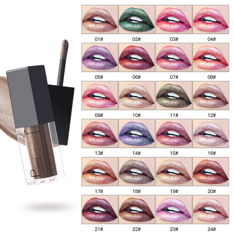 

24 Color Pearl Lipgloss Liquid Color-fading Non-stick Color Pearlescent Diamond Shimmer Lipstick Lips Glaze Metallic Lip Gloss