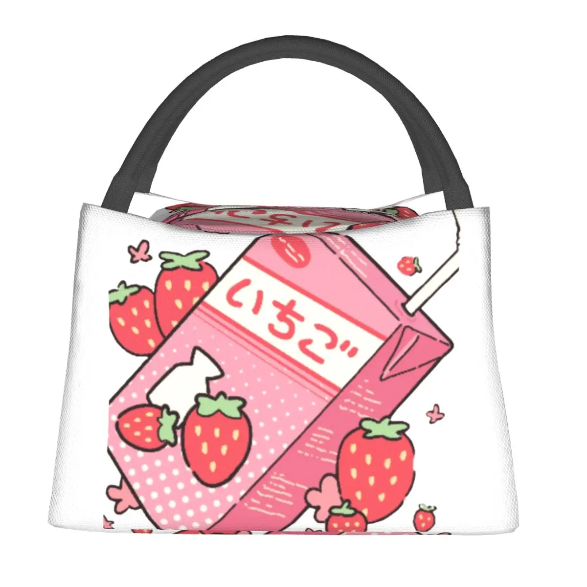 

Fresh Strawberry Milk Shake Lunch Bag Fruit Portable Lunch Box Child Office Graphic Cooler Bag Leisure Oxford Tote Food Bags