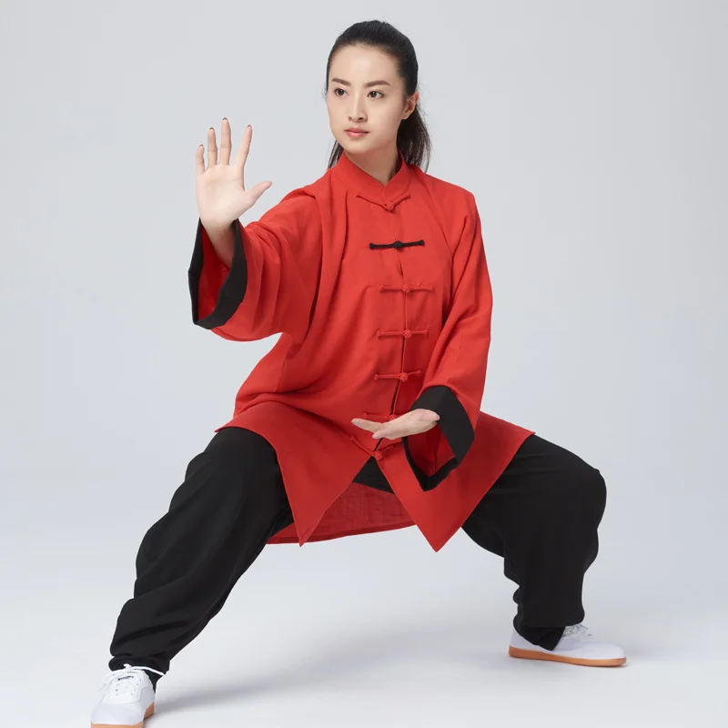 

Одежда Wushu, платье кунг-фу, одежда Тай-Чи, униформа для боевого искусства, женская одежда Kun Master 2023, новый стиль, красный и черный, дышащий