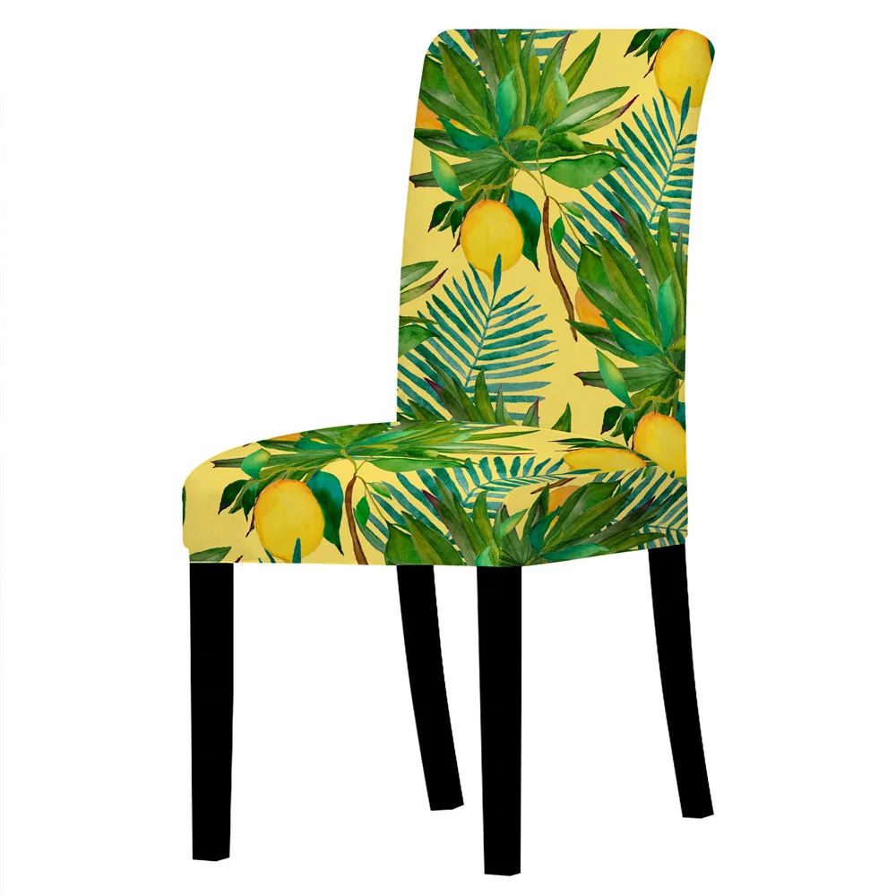 

3D Yellow Green Leaf Pattern Print Home Decor Chair Cover Removable Anti-dirty Dustproof Stretch Chair Cover Chairs for Bedroom