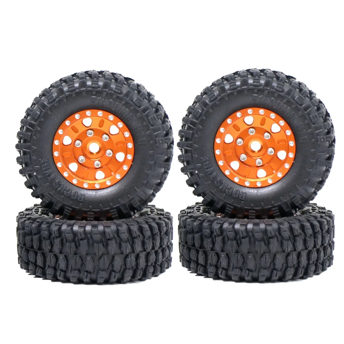

1.0 Beadlock Wheels and Tires 4Pcs Metal Micro-Crawler Tire for 1/24 RC Crawler Car Axial SCX24 90081 AXI00001 2
