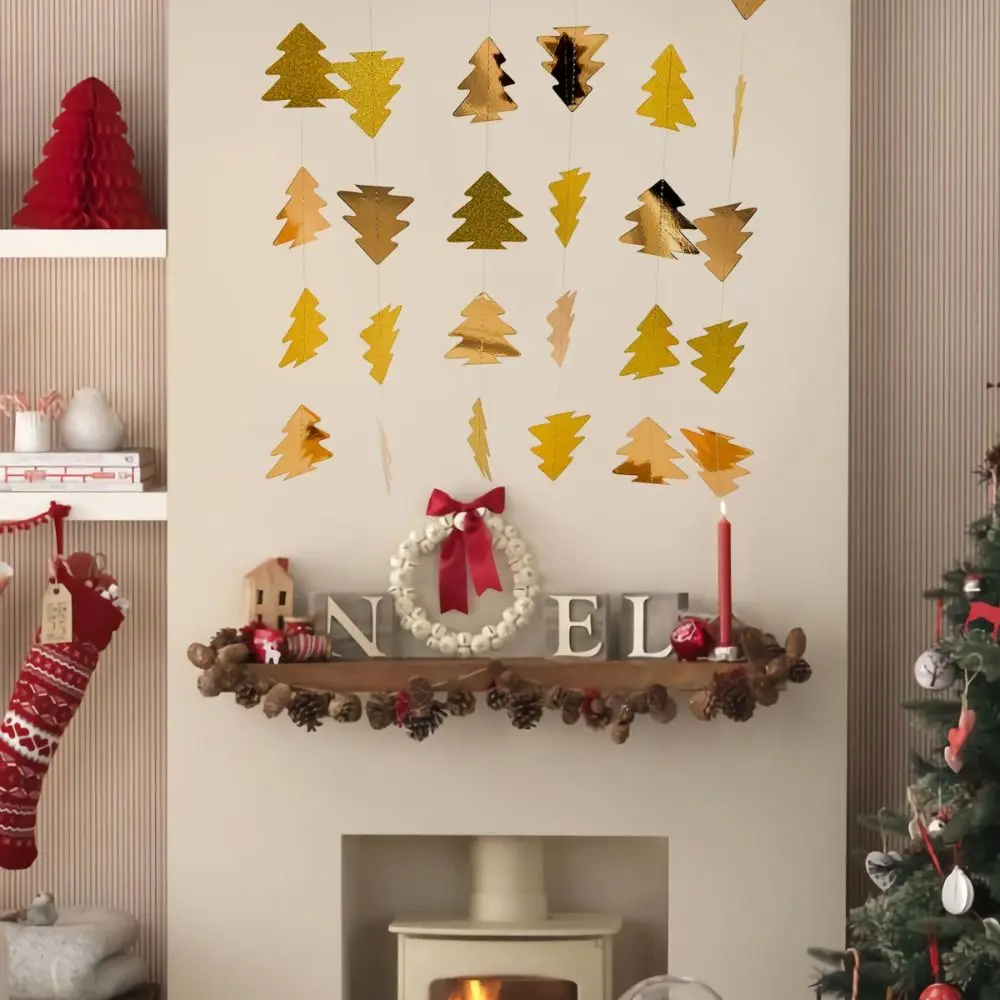 Зеленая рождественская елка подвесная гирлянда праздничная лесная тема