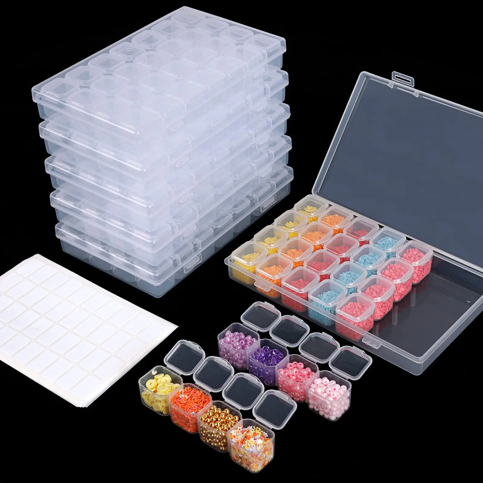 

28/84/168Grid Diamond Mosaic Bead Container Storage Box Jewelry Nail Art Rhinestones Case Craft Embroidery Accessories Tools