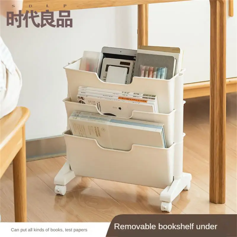 

Bookshelf Multifunctional Shelves Pp Material Lockable Universal Wheel Design Healthy And Environmentally Friendly Shelf Durable