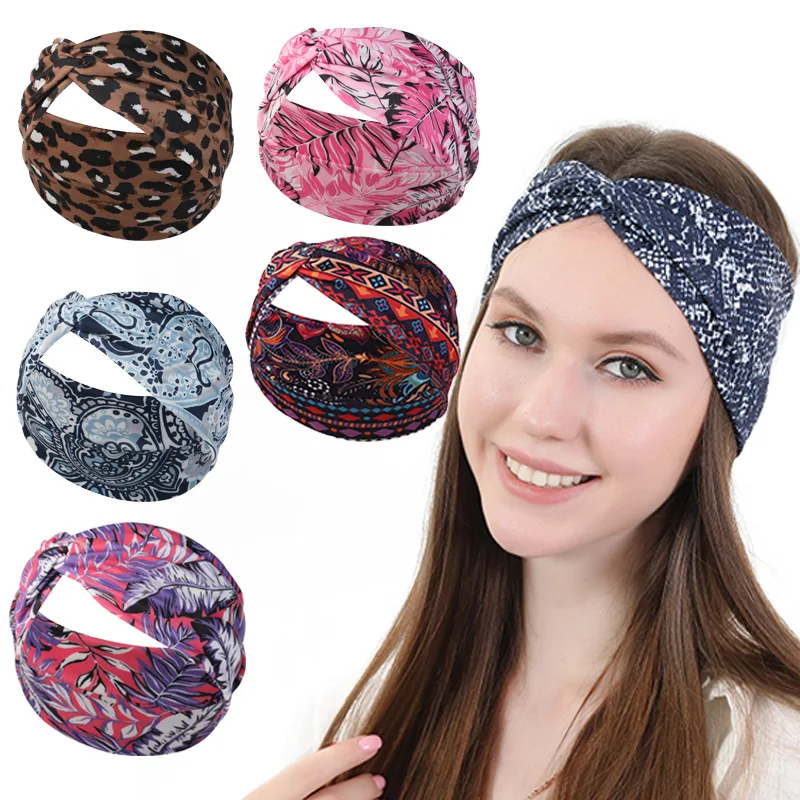 

Stretch Elastic Women Yoga Hair Bands Print Fitness Cycling Running Sweatband Sports Headband Bandage Men Women Wide Headwrap