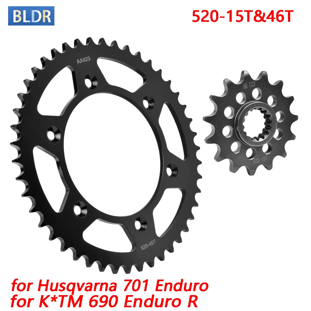 Фото Задняя и передняя звездочка (520 15T 46T) для Husqvarna 701 Enduro и KTM 690 Enduro R №1