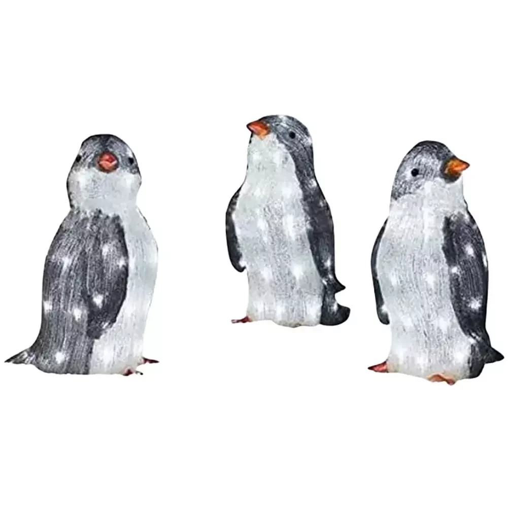 

3pcs Light Up Penguin Decorations Christmas Penguin Lights Outdoor 20 Led Penguin Cool White Lights Luminous Winter Penguin A
