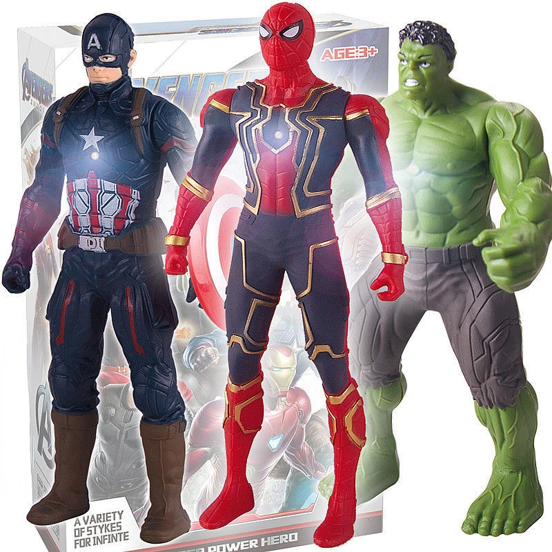 

17Cm Disney Marvel Spiderman Hulk Ironman Anime Figure Toy Christmas Gift Pvc Movable Joints Luminous Doll Collection Model Toys
