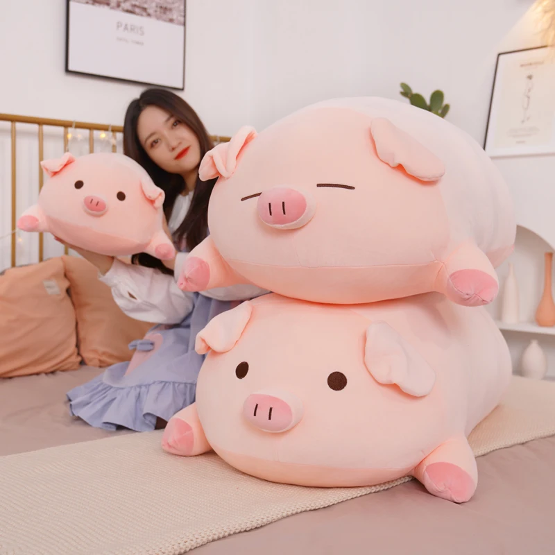 

40/50/60cm Squish Pig Stuffed Doll Lying Plush Piggy Toy Animal Soft Plushie Pillow Cushion Kids Baby Comforting Gift