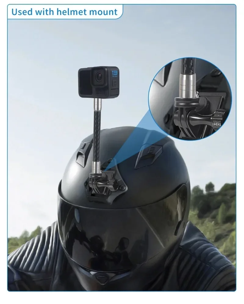 Premium Carbon Fiber Extension Pole 1/4 Selfie Stick Extended Rod Stainless Steel for Action Camera FOV Mount