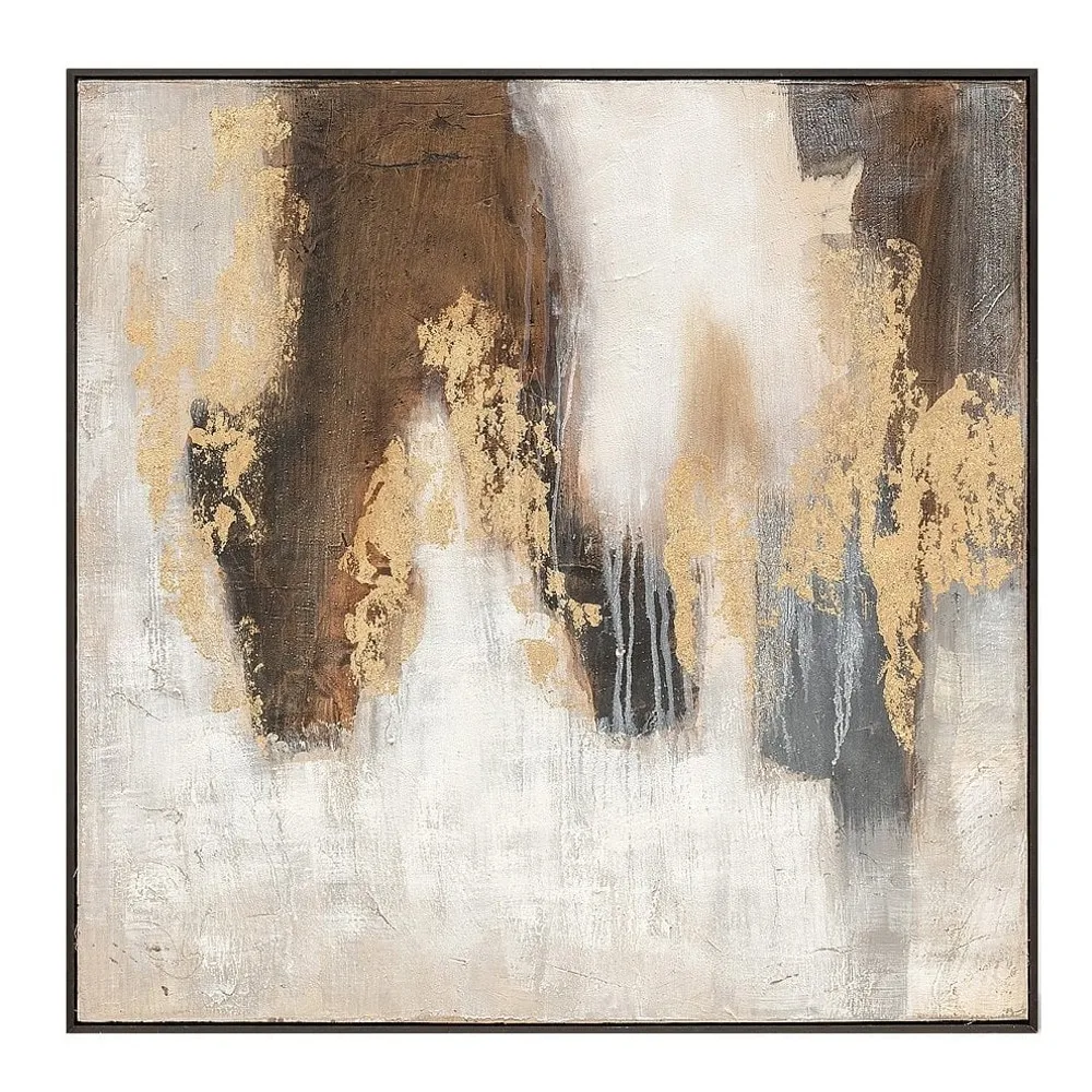 

Коричневая, серая, Золотая картина маслом, холст ручной работы, декоративная роспись, рама, акриловая подвеска для гостиной, спальни, настен...