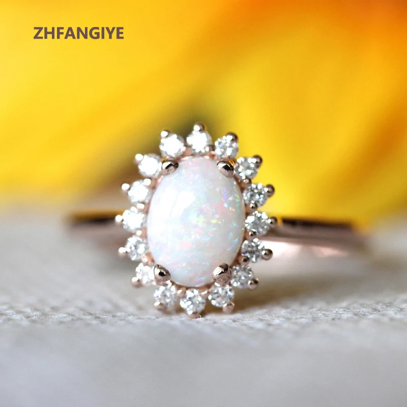 

Oval Shaped Ring with Opal Zircon Gemstones Silver 925 Jewelry Finger Rings Accessories for Women Wedding Party Gifts Wholesale