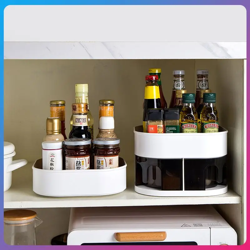 

Kitchen Seasoning Rack Can Rotate Double Layer Seasoning Rack Seasoning Rack Seasoning Bottle Tray Storage Box Kitchen Gadgets