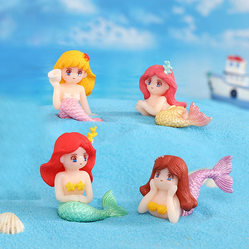 

Милая мультяшная Ландшафтная статуя русалки, 1 шт., украшения, пластиковые поделки «сделай сам», аксессуары для домашнего животного и садово...