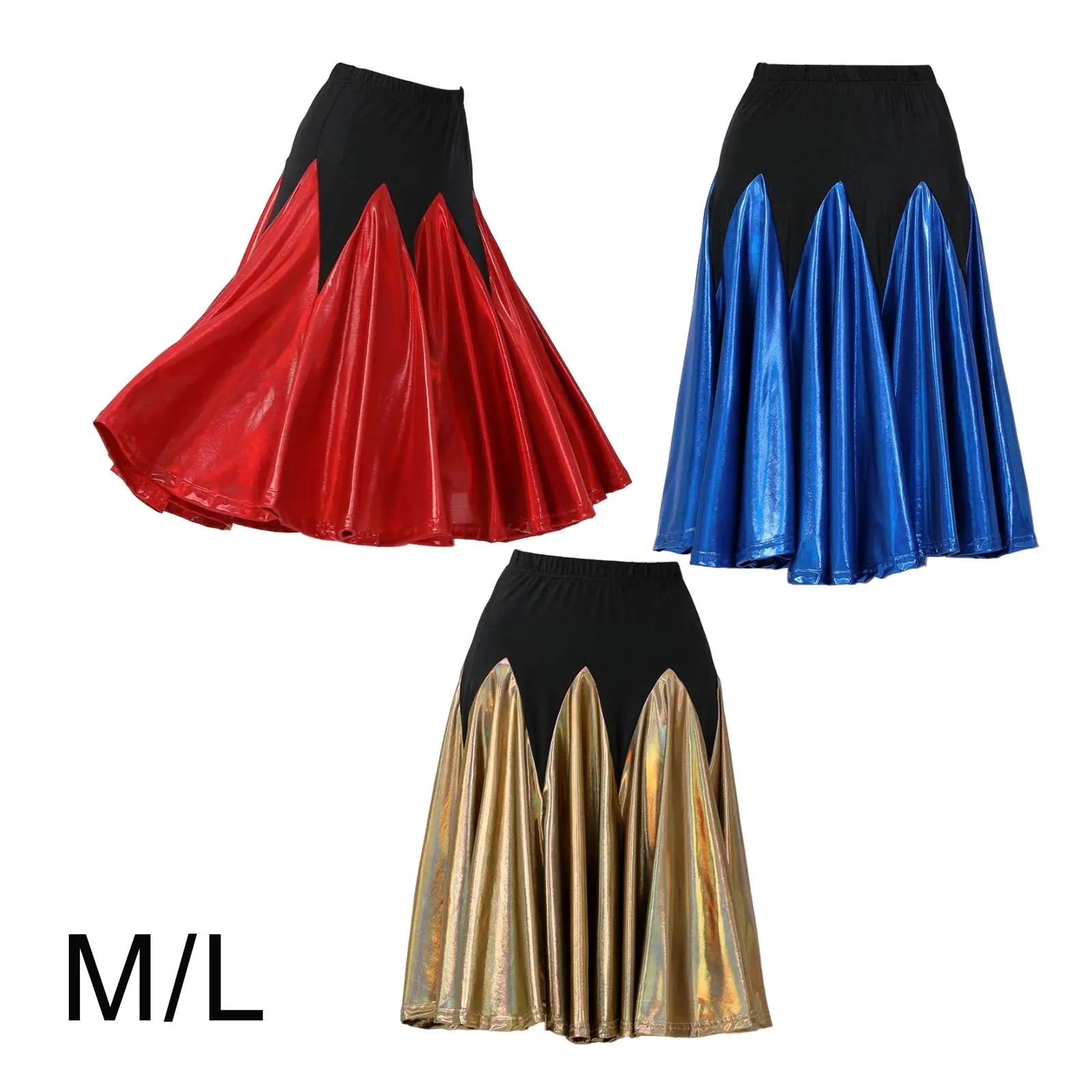 

Women Ballroom Dance Skirts Ladies Cha Cha Dancewear Party Clothing for Practice Elastic Waistband Square Long Swing Skirt
