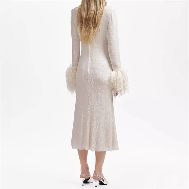 Женские платья Новое высококачественное длинное платье из смеси блесток на