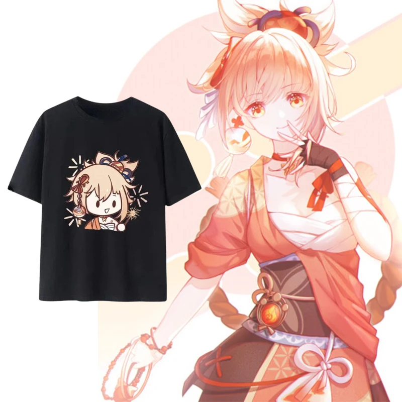 

Women's Clothing Genshin Impact T-shirt Kawaii Print Japanese Graphic Tops Cute Cartoon Tess Harajuku Girls Summer Short Sleeve