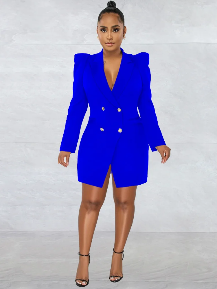 

Женский элегантный Блейзер KEXU, модель сезона осень-зима 2023 года, уличная одежда, однотонное облегающее офисное платье