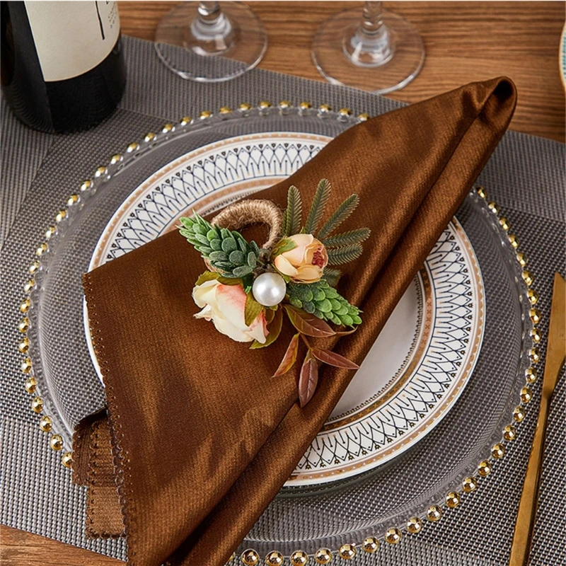 Набор из 6 колец-поддержек для салфеток с весенними цветами многофункциональные