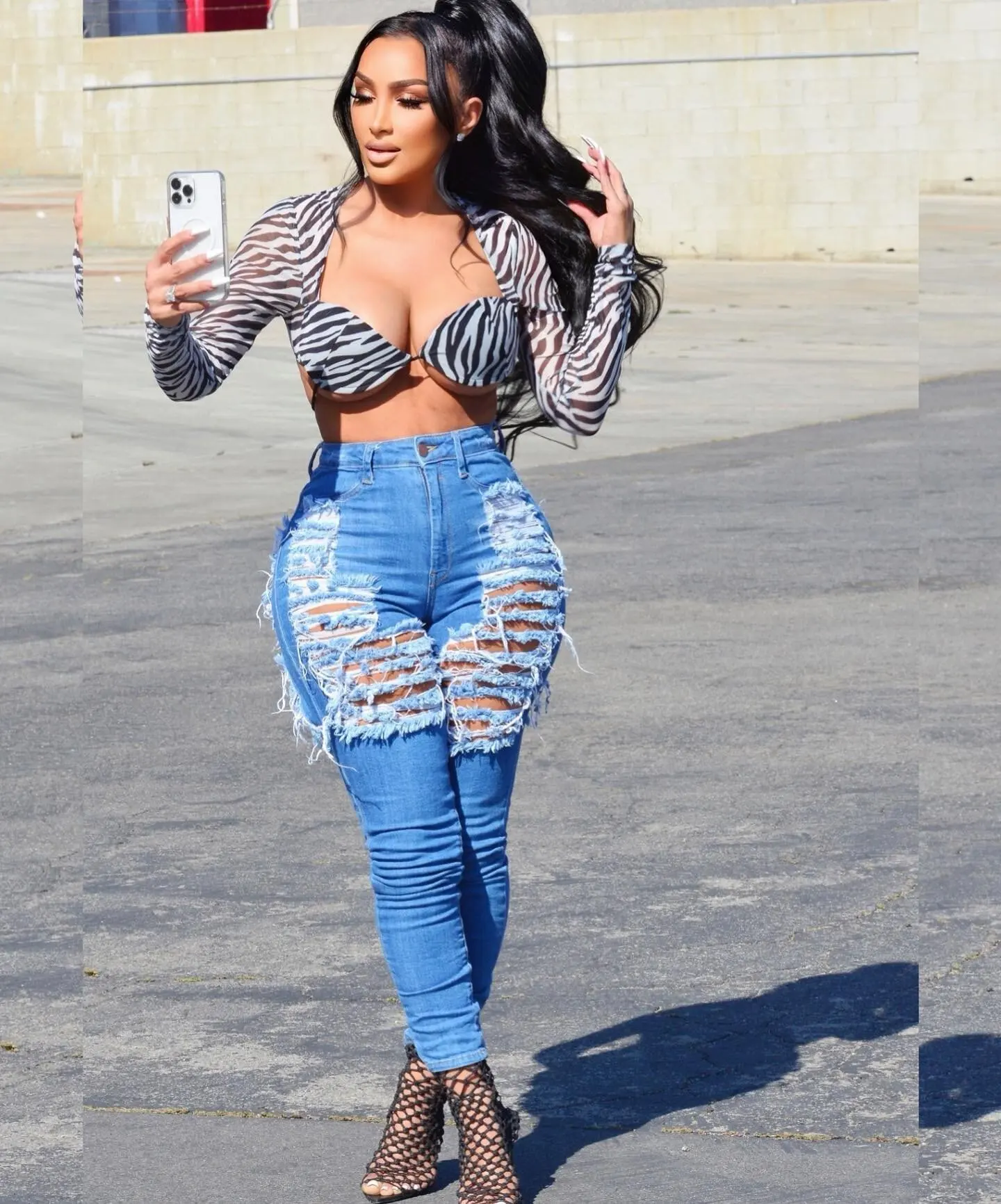 

Летние и осенние новые джинсы модные уличные хипстерские Красные эластичные рваные джинсы с высокой талией в европейском и американском ст...