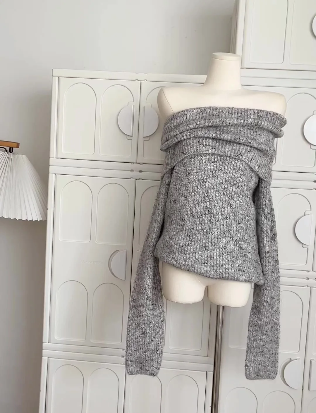 Осень-зима женские французские винтажные свитера с длинным рукавом разрезом на