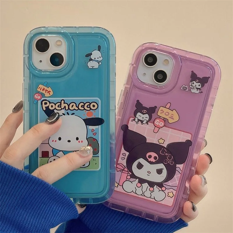 

Cartoon Cute Sanrio Kuromi Pochacco Phone Cases for IPhone 14 13 12 11 Pro Max Funda Iphone 11 Anti-drop Soft TPU Back Cover