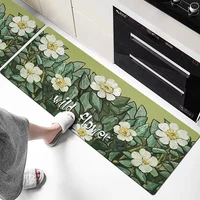 kitchen oil painting flower pattern floor mat oil proof non slip waterproof household carpet entry door floor mat pvc mat