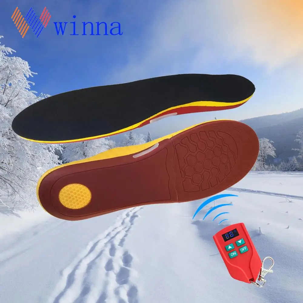 Winter Spring 2000mAh Electric Arch Heating Insoles Wireless Remote Plush Warm Comfort Insole Cut to Fit Unisex Heating Pad