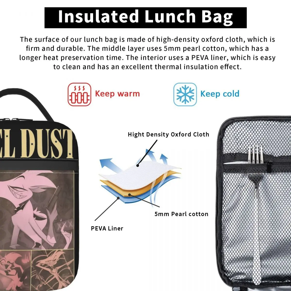 Изолированная сумка-тоут для ланча Hazbin Hotels Alastor Веселая Детская сумка