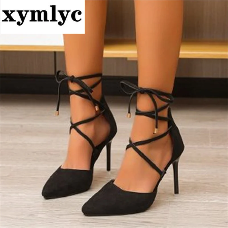 

High-heeled shoes women's stiletto heels 2022 spring new all-match straps pointed net red medium-heeled shoes women's summer