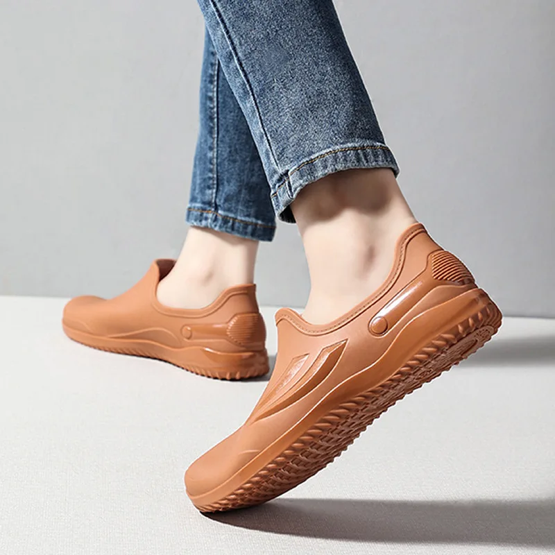 Новые женские модные неглубокие ботинки из ПВХ Нескользящие водонепроницаемые