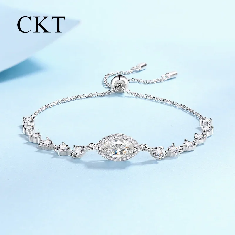 Браслет женский Платиновый с муассанитом и бриллиантом 1 карат | AliExpress