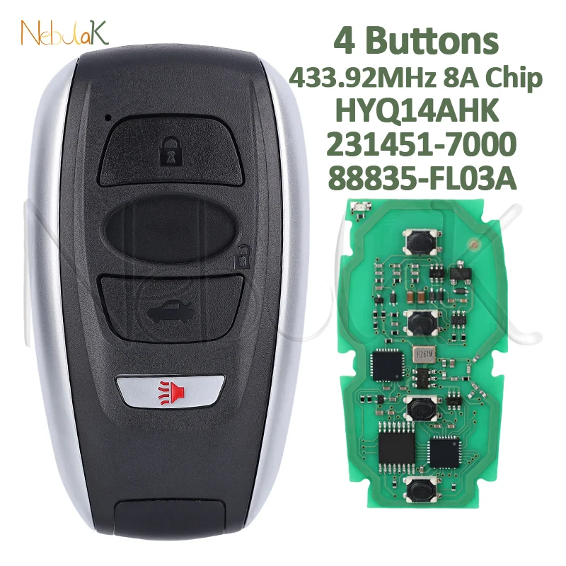 

Автомобильный умный дистанционный ключ для Subaru Impreza Legacy BRZ XV Forester Outback 4D/8A чип 314,3 433,9 МГц HYQ14AHC HYQ14AHK 5801/7000