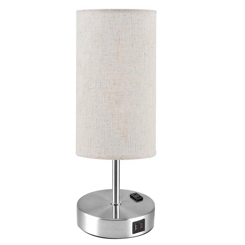 

Bedside Lamp Round Cloth Cover Three-Stage Touch Table Lamp For Bedroom Room Modern Light Fixture EU Plug