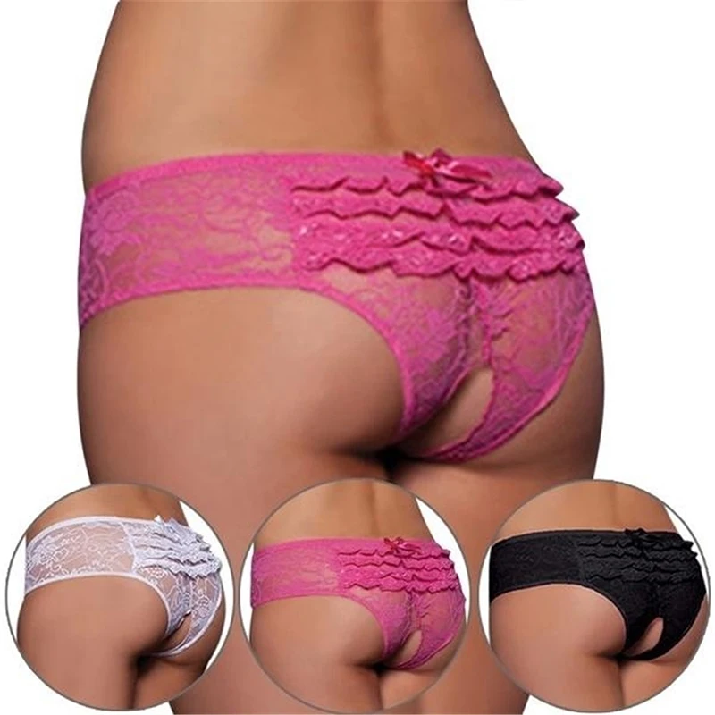 

Ladies Sexy Lace Femal Panties Open Crotch Perspective Free Take Off Temptation Hot Erotic Woman Low Waist Panties 5 Colors