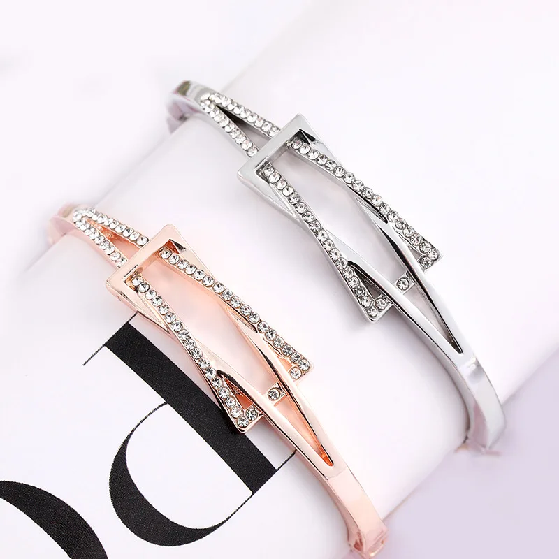 

Simple open bracelet geometric zirconium diamond bracelet bracelet for girlfriend gift jewelry wholesale luxury jewelry
