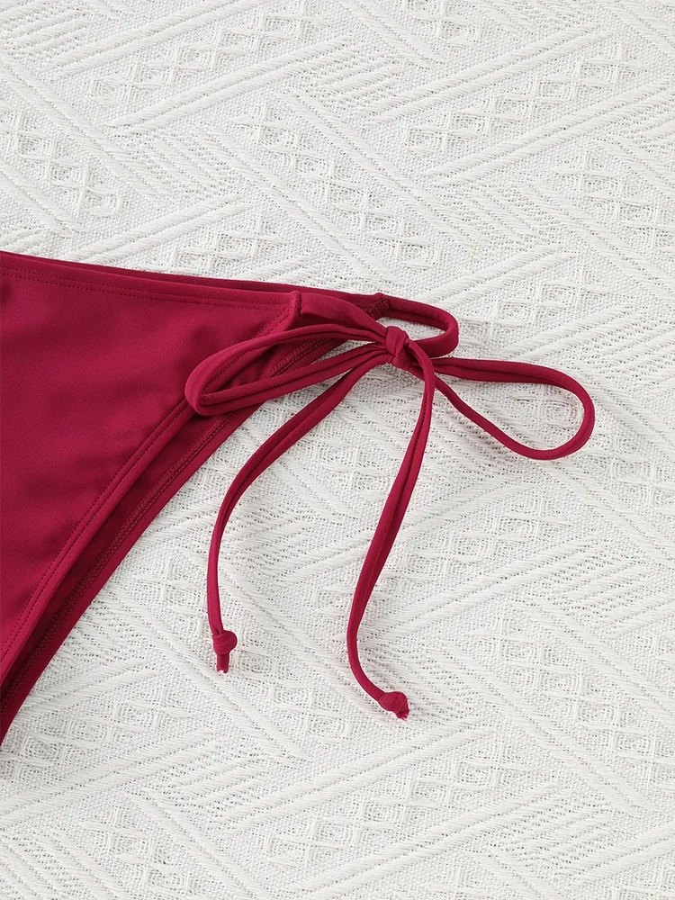 Женский комплект бикини-стринги сексуальный купальник на шнуровке сбоку