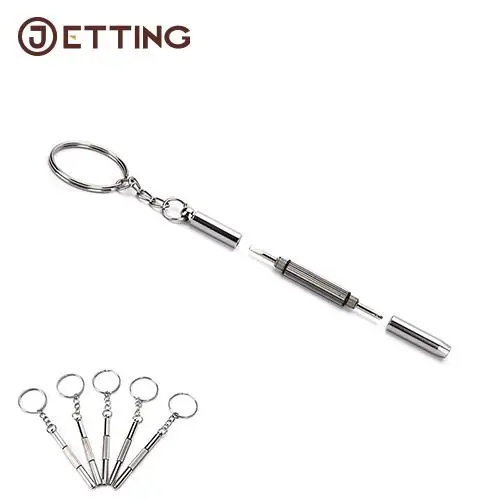 

5Pcs Screwdriver Hand Tools Mini Portable 3 in 1 Aluminum Steel Eyeglass Screwdriver Sunglass Watch Repair Kit with Keychain