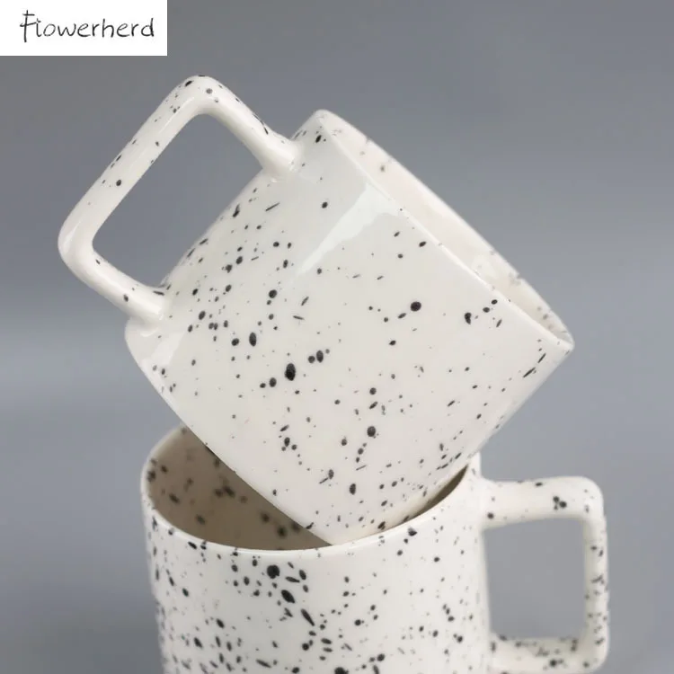 Керамическая кружка в горошек с большими чернилами кофейная чайная чашка посуда