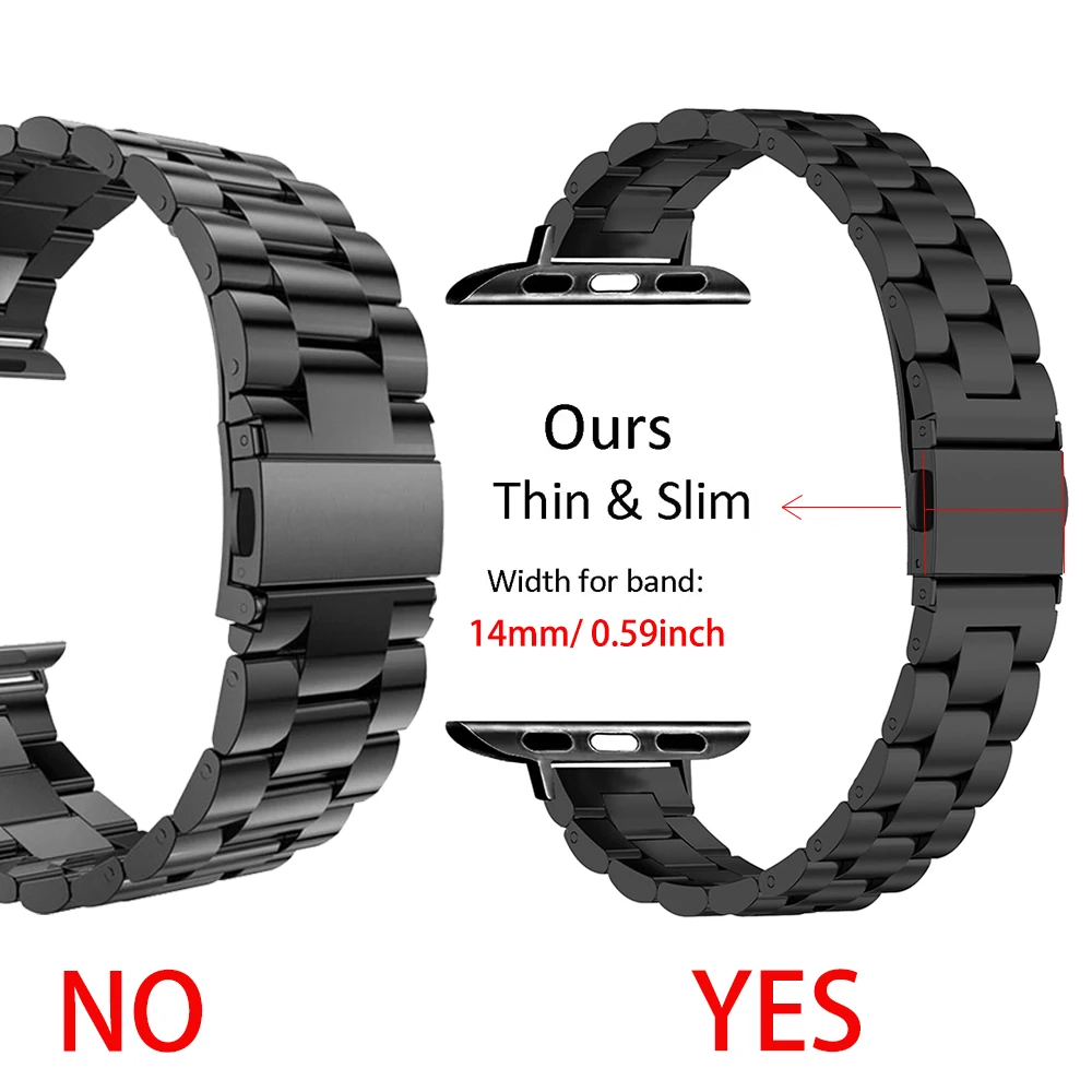 Stainless Steel Band for Apple Watch 6 7 8 SE 40mm 41mm 44mm 45mm 49mm Slim Link Bracelet Women Strap iWatch Series 5 4 3 38mm