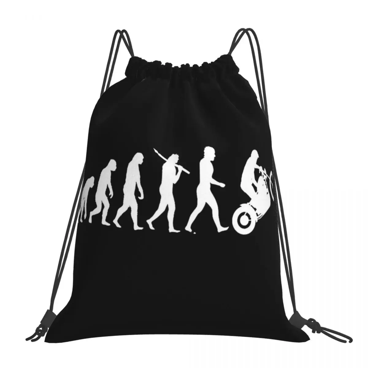 

Biker Evolution Backpacks Casual Portable Drawstring Bags Drawstring Bundle Pocket Sports Bag Book Bags For Travel Students