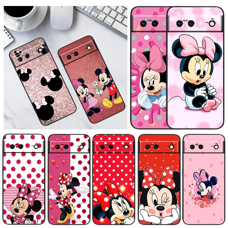 

Disney Mickey Minnie Mouse For Google Pixel 7 6 Pro 6A 5A 5 4 4A XL 5G Shell Soft Silicone Fundas Coque Capa Black Phone Case