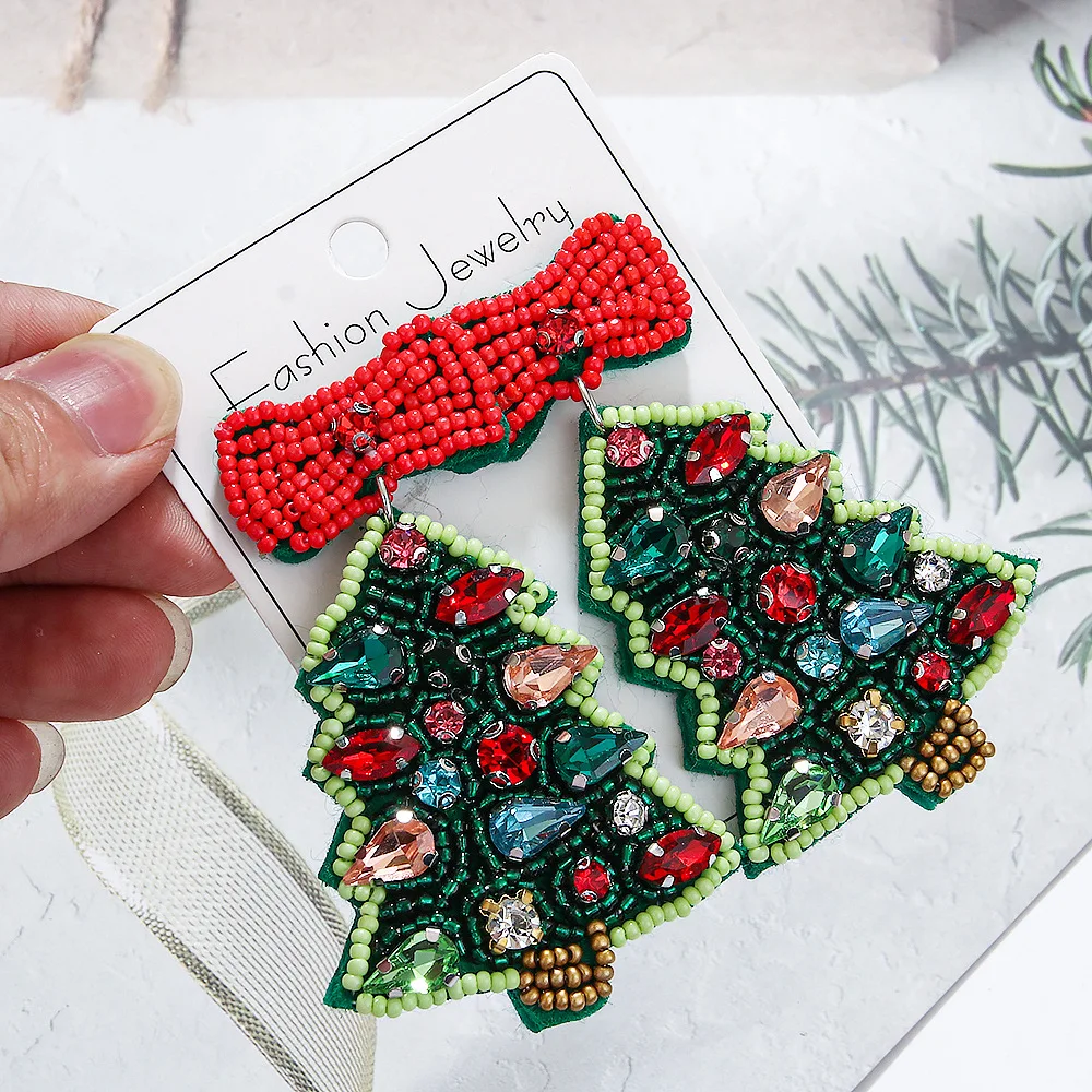 Серьги Ручной Работы В Стиле Бохо Vedawas С Бусинами Из Стразов Рождественские Милые