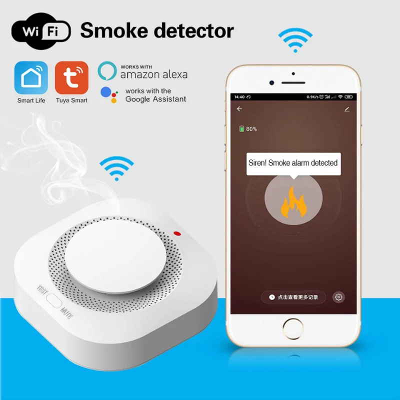 

433MHZSmoke Detector Sensor 80DB Alarm Fire Smart Smoke Detector Fire Protection Home Security Alarm Smart Life