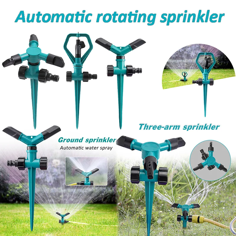 360 Degree Three Arm Rotating Garden Sprinkler Automatic Garden Sprinkler Lawn Sprinkler Nozzle Garden Irrigation Tools