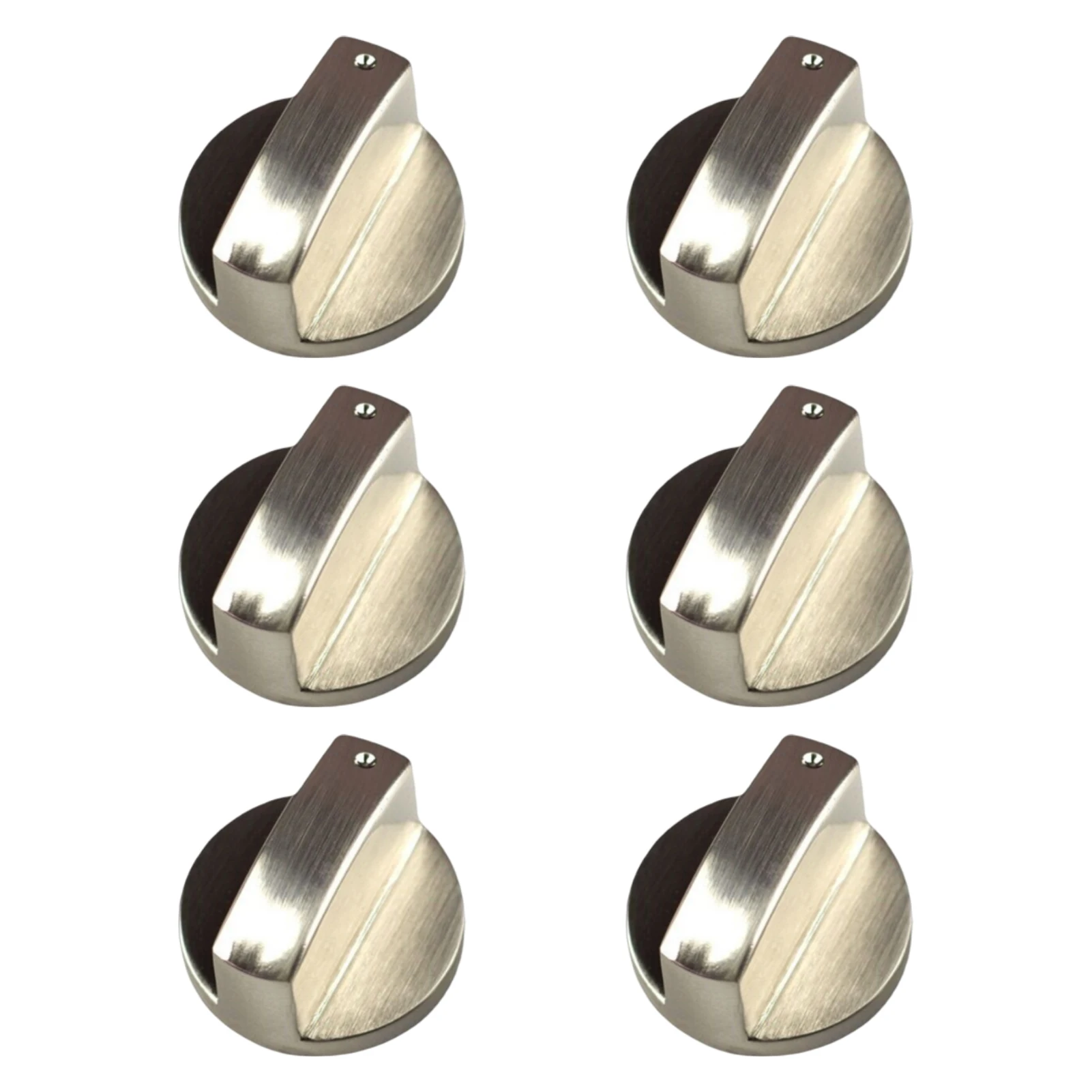 

6pcs 6mm Silver Zinc Alloy Kitchen Universal Cooktop Oven Replacement Parts Modern Control Burner Stove Knob Switch Gas Hob